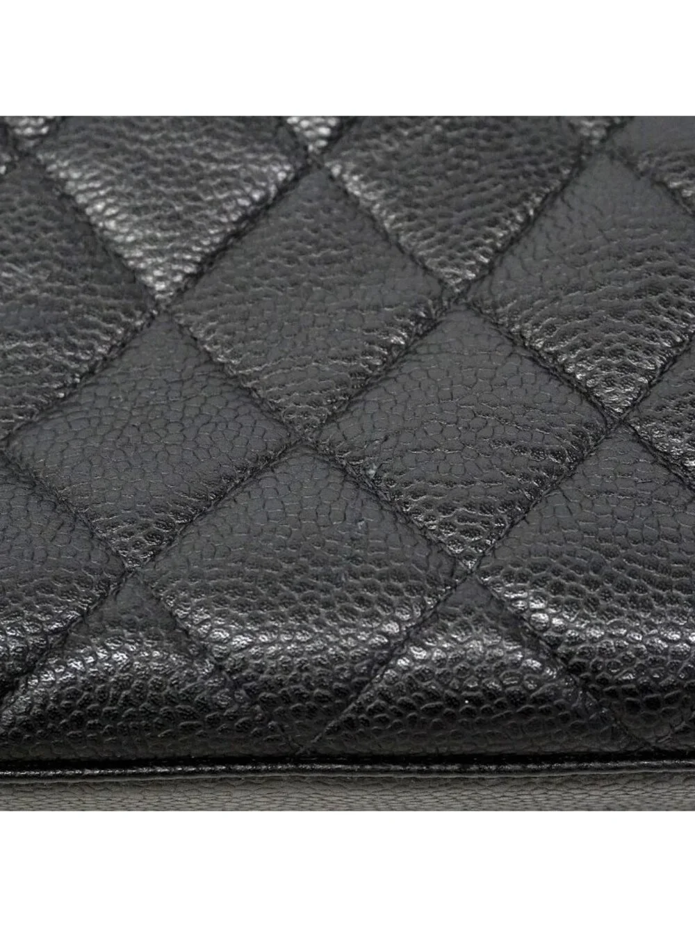 Chanel Handbag Quilted Caviar Leather Black Gold